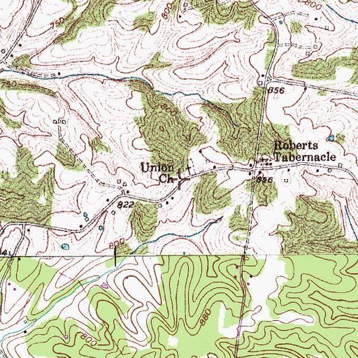 Topographic Map of Union Church, TN