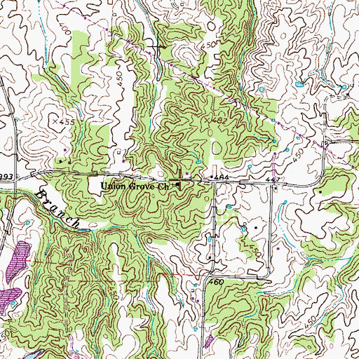 Topographic Map of Union Grove Church, TN