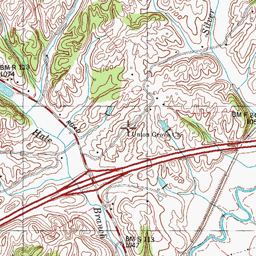 Topographic Map of Union Grove Church, TN