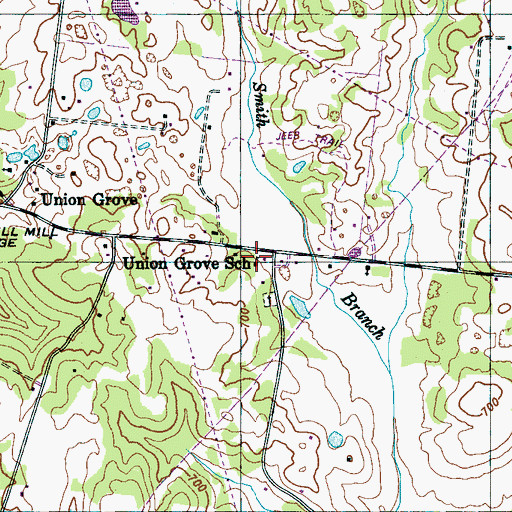 Topographic Map of Union Grove School, TN