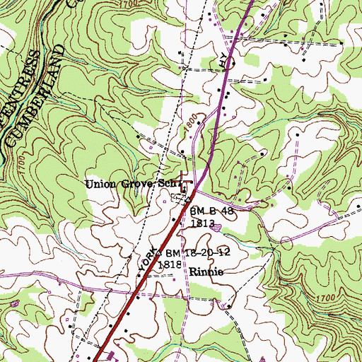 Topographic Map of Union Grove School, TN