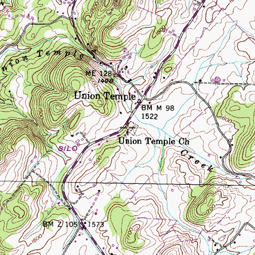 Topographic Map of Union Temple Church, TN