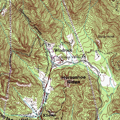 Topographic Map of Union Valley Baptist Church, TN