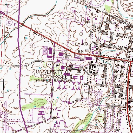 Topographic Map of University of Tennessee, TN