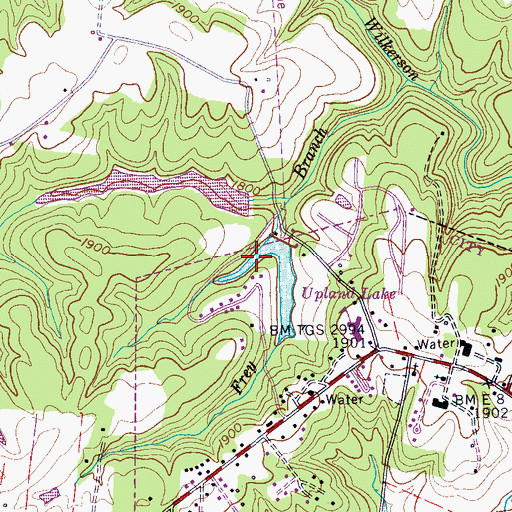 Topographic Map of Upland Lake, TN
