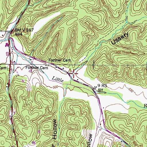 Topographic Map of Ussery Hollow, TN