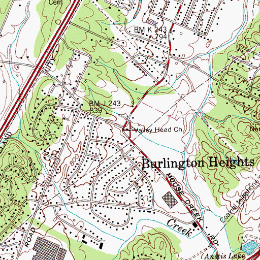 Topographic Map of Valley Head Church, TN