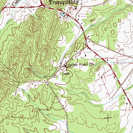 Topographic Map of Valley Road Church, TN