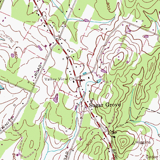 Topographic Map of Valley View Baptist Church, TN