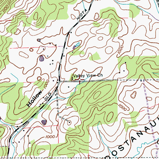 Topographic Map of Valley View Church, TN