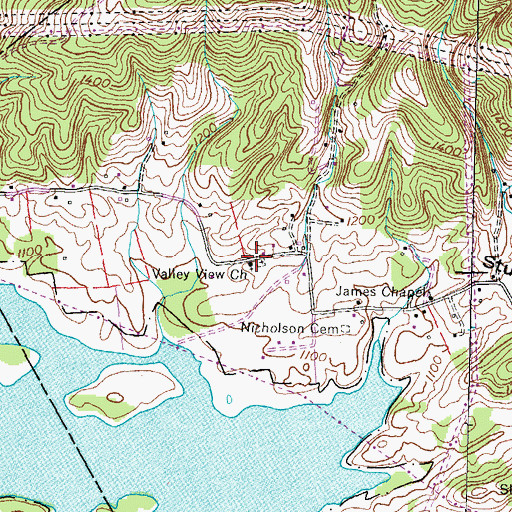 Topographic Map of Valley View Church, TN