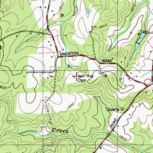 Topographic Map of Van Hoy Cemetery, TN