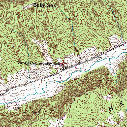 Topographic Map of Vardy Community School, TN