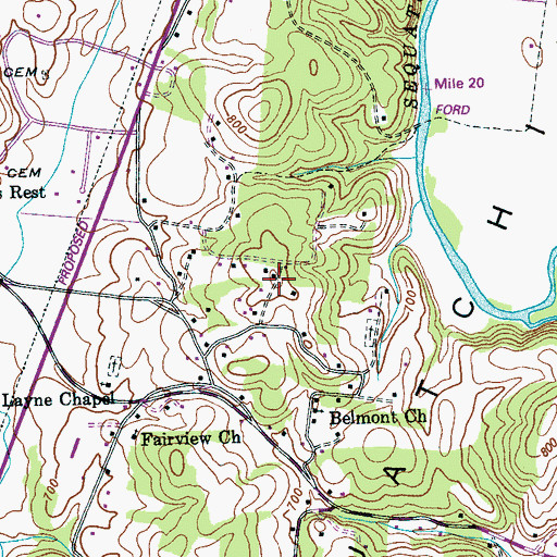 Topographic Map of Victoria School, TN