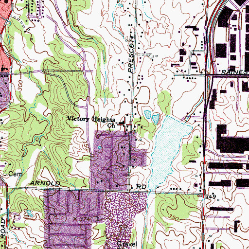Topographic Map of Victory Heights Church, TN