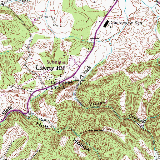 Topographic Map of Vinson Branch, TN