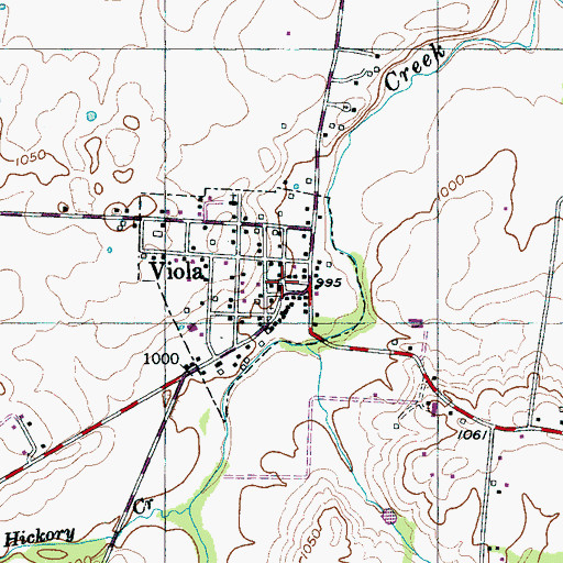 Topographic Map of Viola, TN
