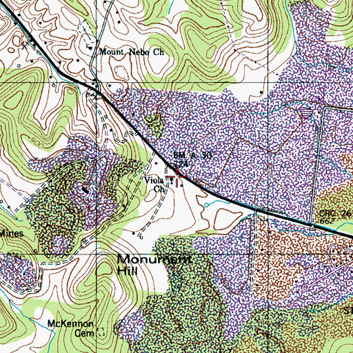 Topographic Map of Viola Church, TN