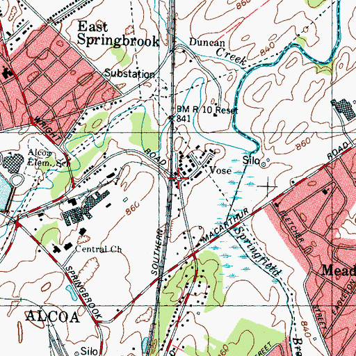 Topographic Map of Vose, TN