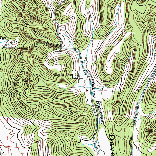 Topographic Map of Wade Cemetery, TN