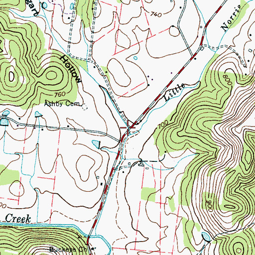 Topographic Map of Waggart Hollow, TN