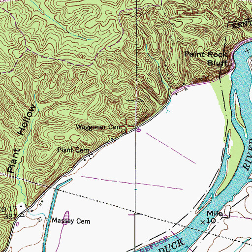 Topographic Map of Waggoner Cemetery, TN