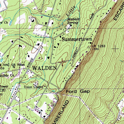 Topographic Map of Walden, TN