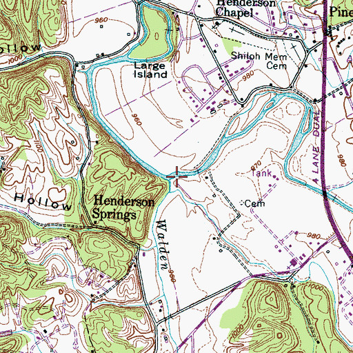 Topographic Map of Waldens Creek, TN