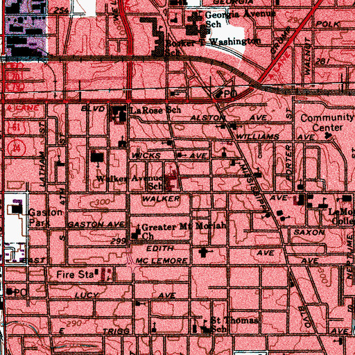 Topographic Map of Walker Avenue School, TN