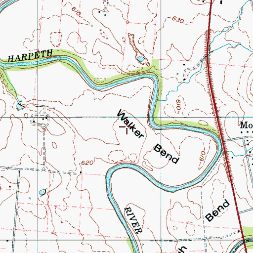 Topographic Map of Walker Bend, TN