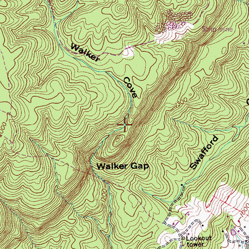 Topographic Map of Walker Cove, TN