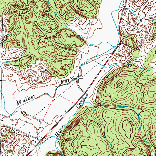 Topographic Map of Walker Fork, TN