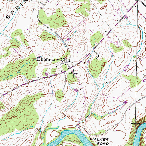 Topographic Map of Walker School, TN