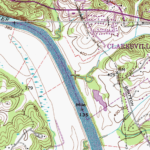Topographic Map of Wall Branch, TN