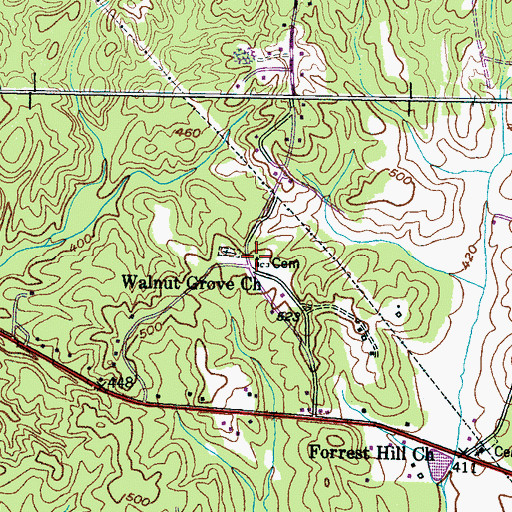 Topographic Map of Walnut Grove Church, TN