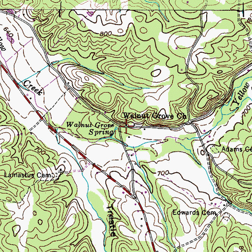 Topographic Map of Walnut Grove Baptist Church, TN