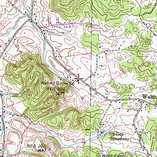 Topographic Map of Walnut Grove Church, TN