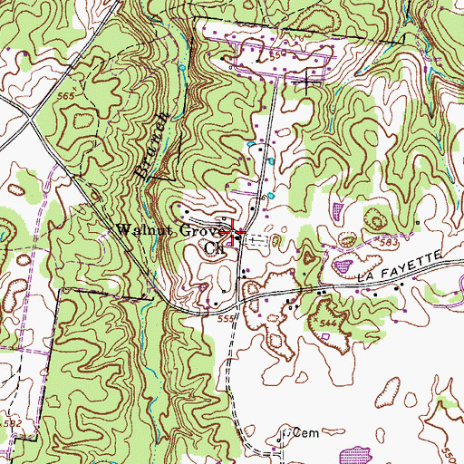 Topographic Map of Walnut Grove Church, TN