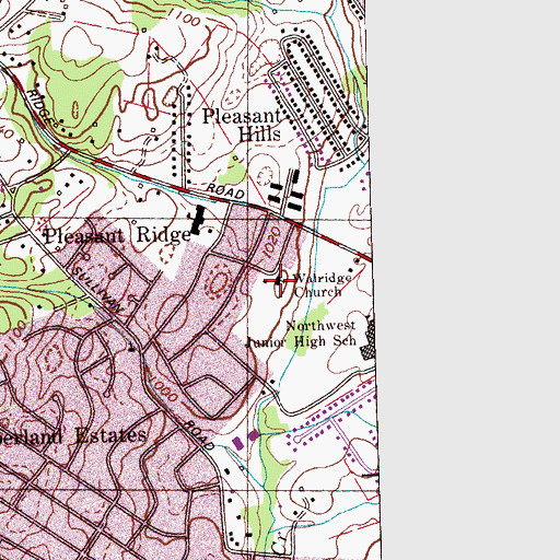 Topographic Map of Walridge Church, TN