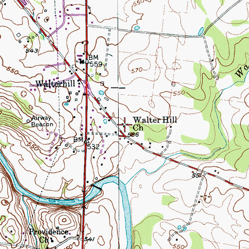 Topographic Map of Walter Hill Church, TN