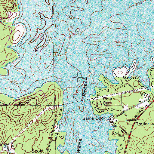 Topographic Map of Wann Branch, TN