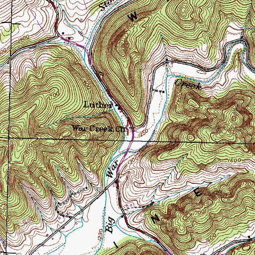 Topographic Map of War Creek Church, TN