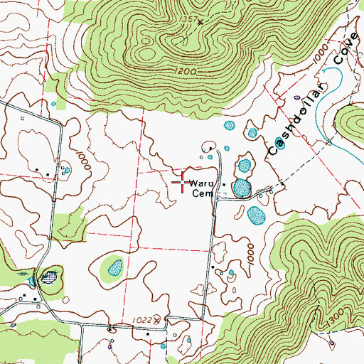 Topographic Map of Ward Cemetery, TN