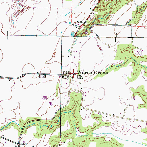 Topographic Map of Wards Grove Church, TN