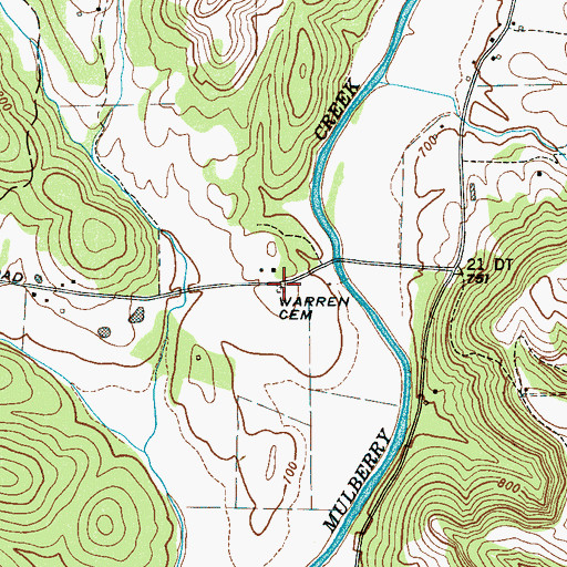 Topographic Map of Warren Cemetery, TN