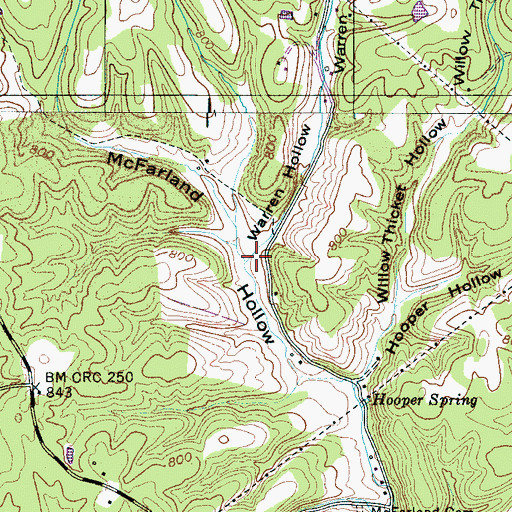 Topographic Map of Warren Hollow, TN