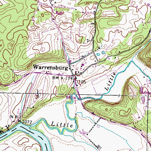 Topographic Map of Warrensburg, TN
