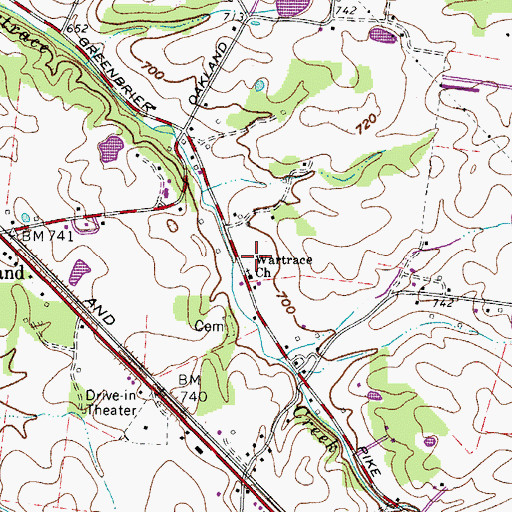 Topographic Map of Wartrace Church, TN