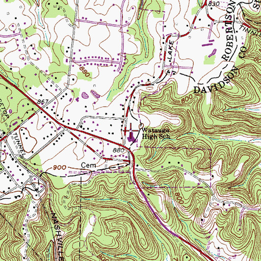 Topographic Map of Watauga High School, TN