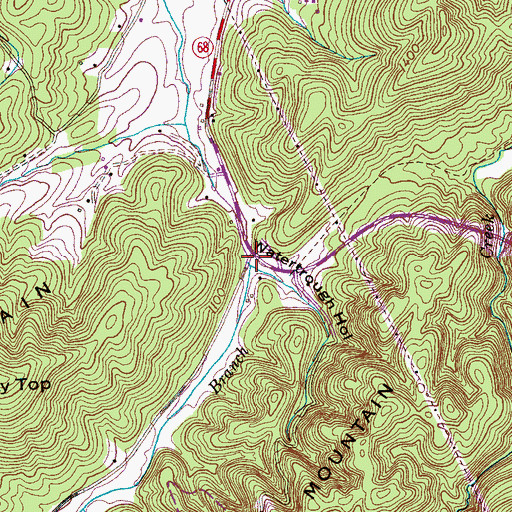 Topographic Map of Watertrough Hollow, TN
